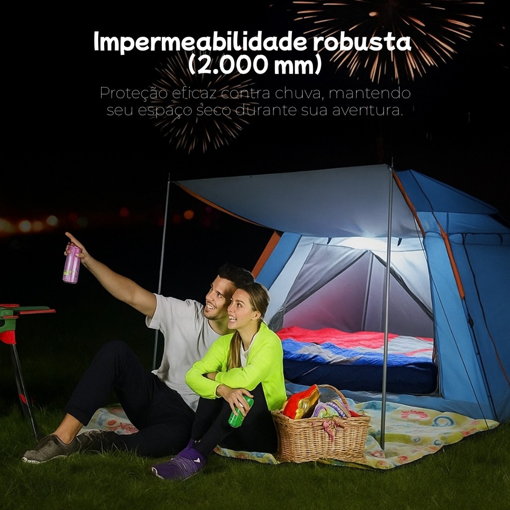 Detalhes do Barraca de Acampamento Grande 4 e 5 Pessoas Conforto e Proteção Ideal para Camping Aventuras