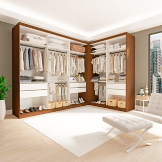 Conjunto Closet Casal sem Portas 2 Módulos 6 Gavetas França Freijó em Oferta na Shopee