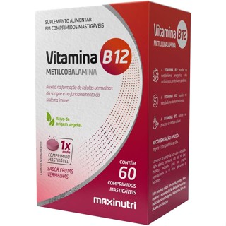 Vitamina B12 Metilcobalamina Mastigáveis 60 Comprimidos Maxinutri em Oferta na Shopee