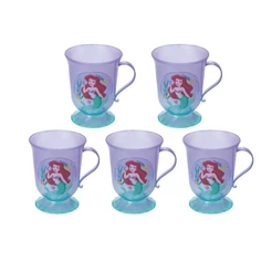 Kit 5 Xícaras Chá das Princesas Brunch Ariel Pequena Sereia Lembrancinha Presente Colecionável Disney Plasútil