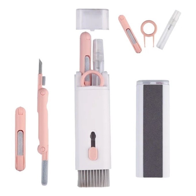 Kit De Limpeza De Teclado De Computador 7 Em 1 Conjunto De Pincéis De Maquiagem Limpador Para Equipamento Tela De Fone D
