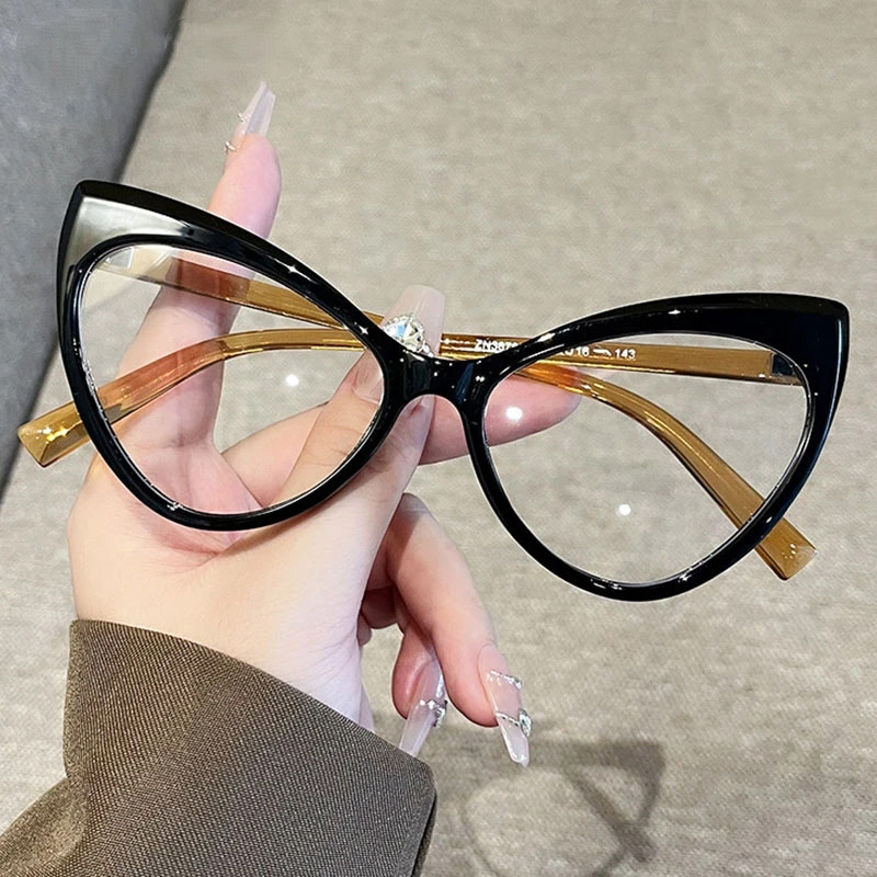 Óculos de Leitura Anti Luz Azul de Tamanho Grande para Mulheres, Lentes Gradientes Ópticas para Presbiopia--*