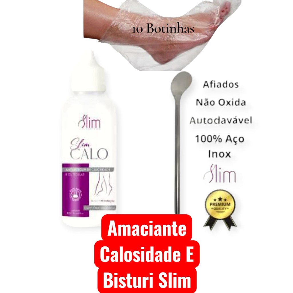 Spa Dos Pés Slim: Amolecedor de calos e calosidades Pés Lisinhos+ Espátula 222 + 10 Botinhas