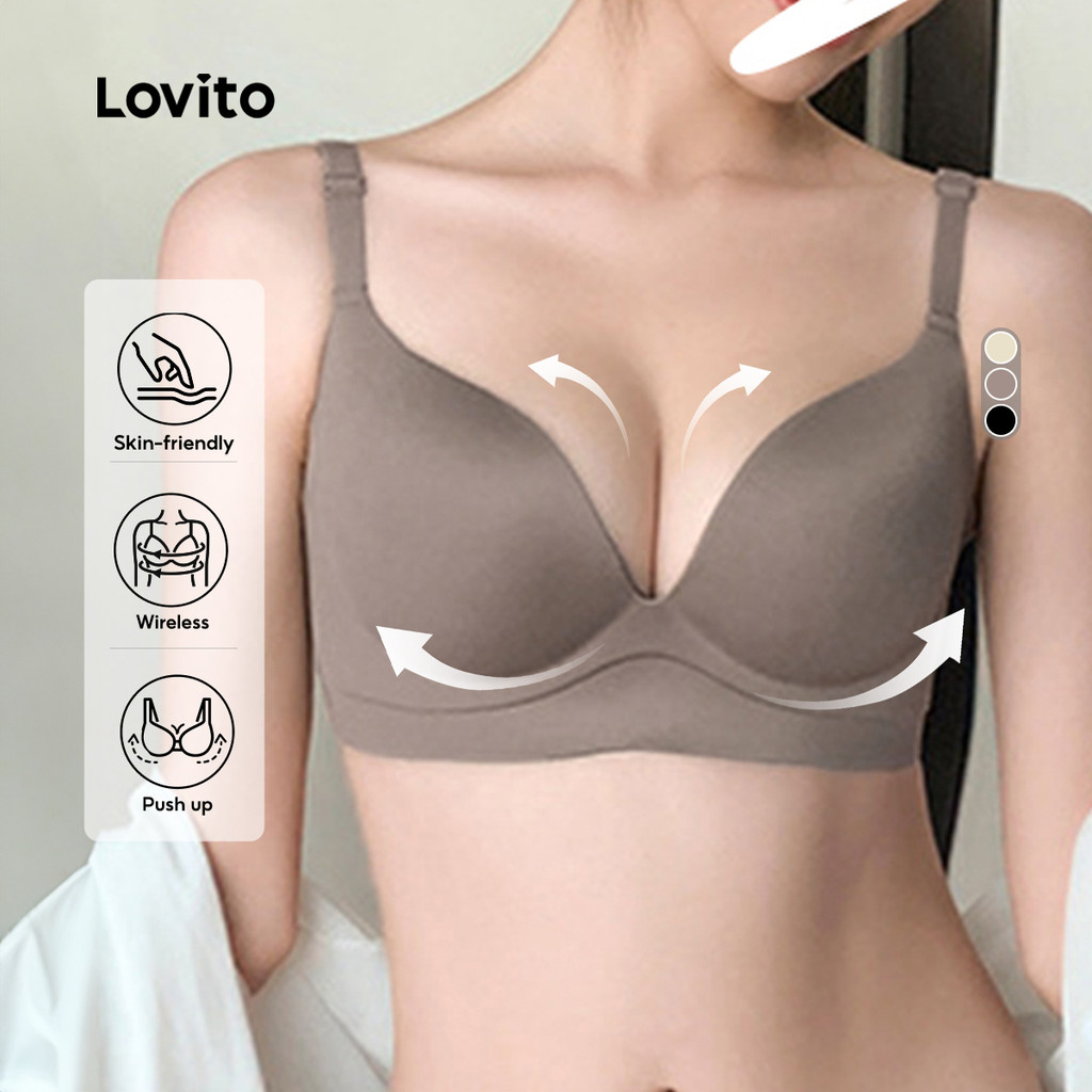 Lovito Sutiã Básico Casual Sem Costura Respirável Para Mulheres Lne29182 (multicolorido) em Oferta na Shopee