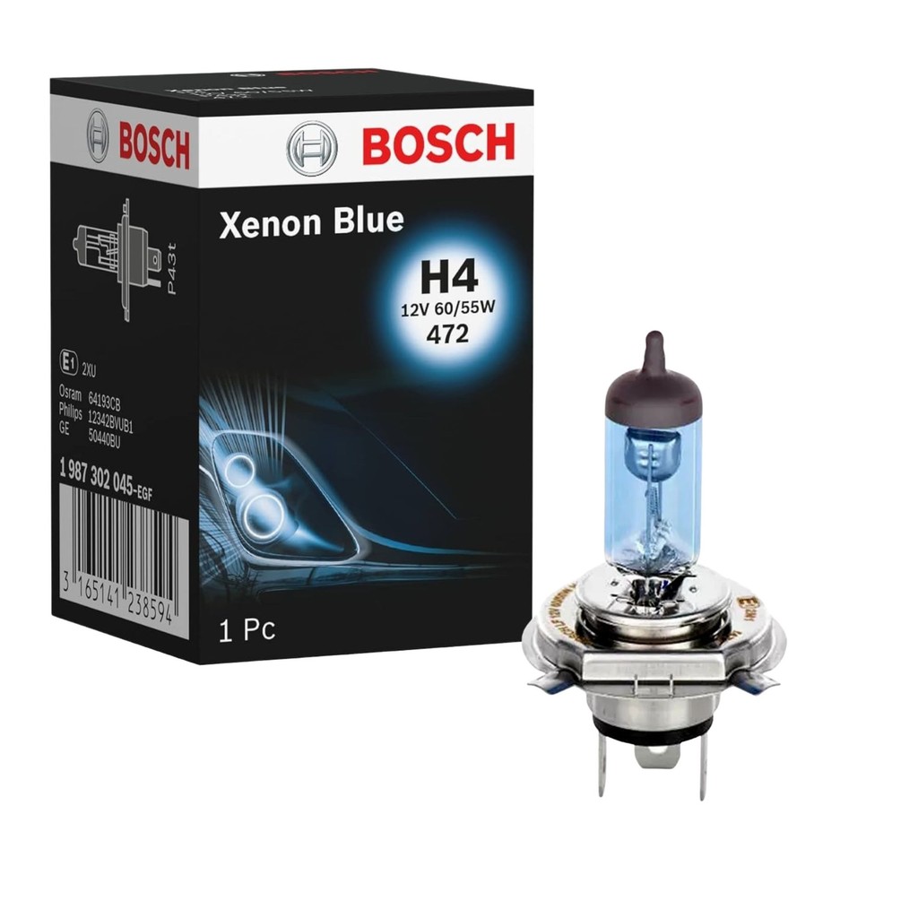 Imagem LÂMPADA UNITÁRIA BOSCH ORIGINAL XENON BLUE H4 BRANCO-QUENTE 60/55W 12V FAROL ALTO BAIXO E NEBLINA