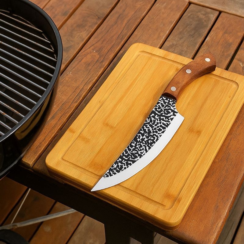 Faca Para Churrasco Artesanal Rústica Com Bainha AÇO INOX