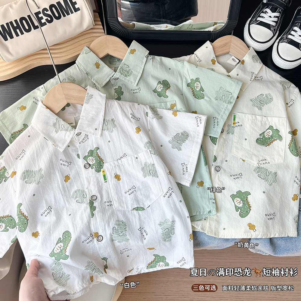 Crianças moda camisa de manga curta 2026 verão novo estilo menino bebê impressão completa dos desenhos animados estilo f
