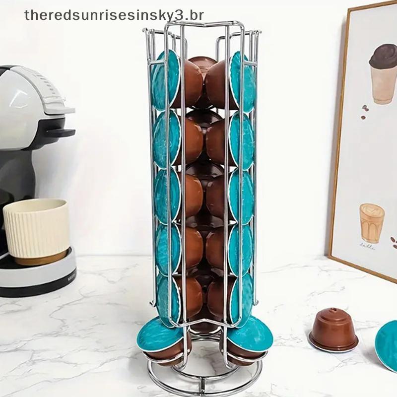 TSBR Cápsula De Café Display Ra Suporte De Armazenamento Rotativo 24 Copos Fundo Antiderrapante Para Cápsulas Ferramenta