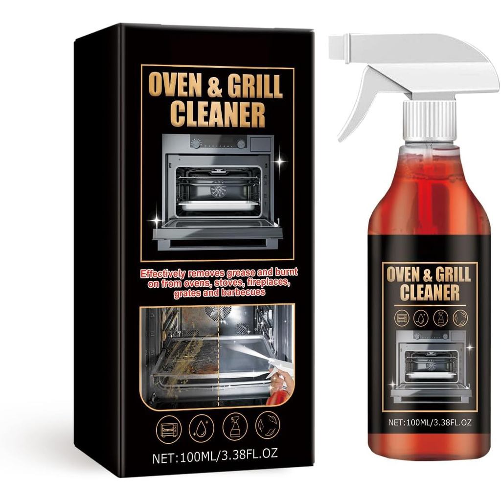 Oven And Grill Cleaner, Oven Rack & Grill Cleaner,Eliminates Thick Grease & Build Up, Odor And Grease Remover, 3.38 FL.