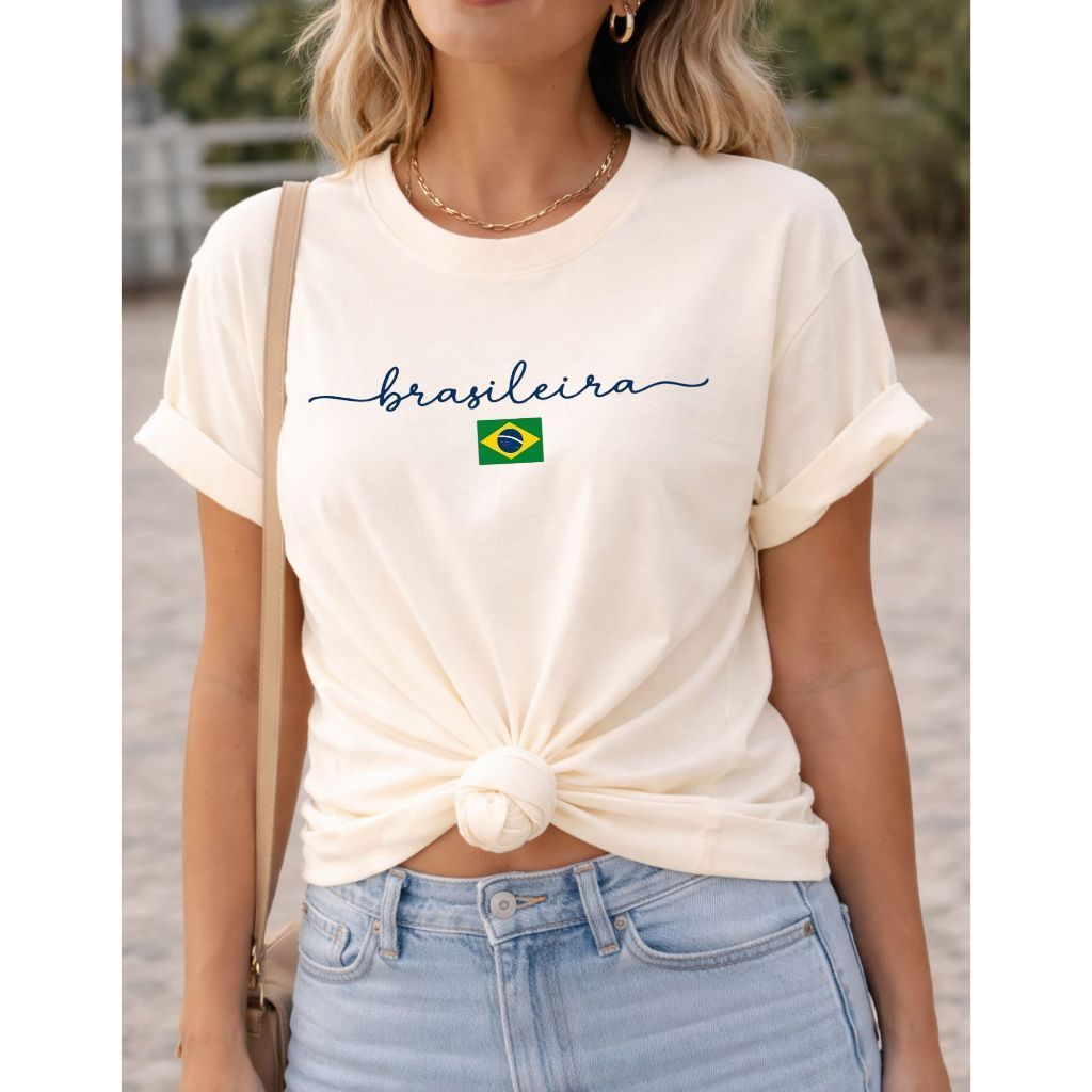 Camisa Torcedor Verde Amarela Futebol Copa Mundo Estilo Moderno Casual