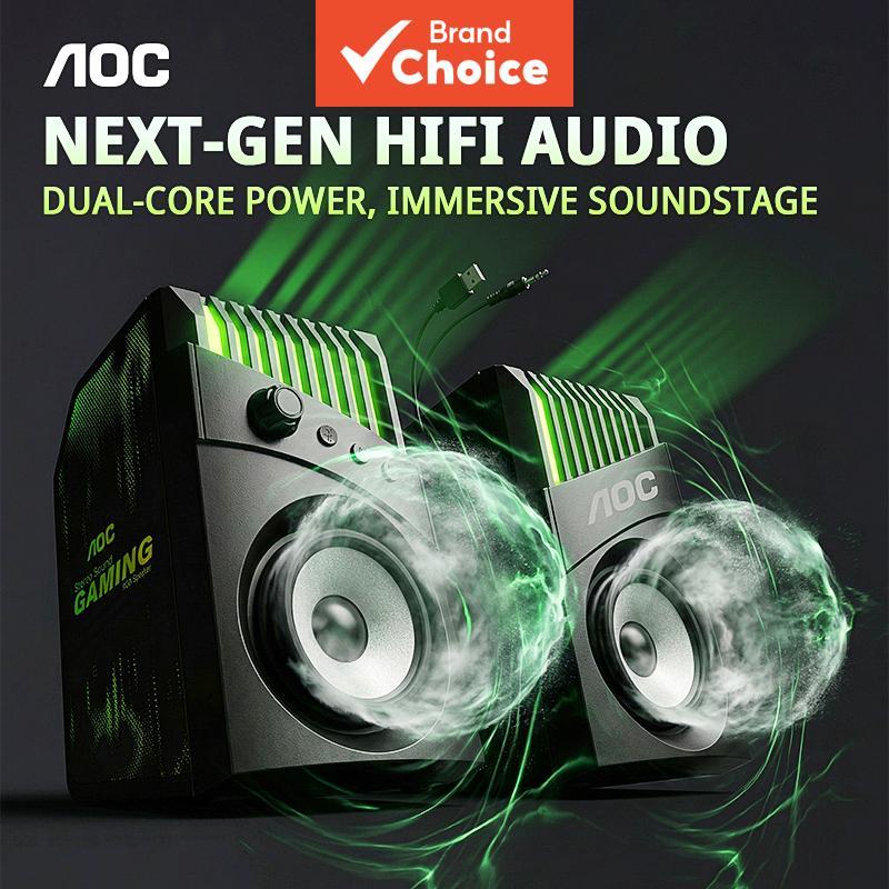 AOC Caixas de Som Hi-Fi Computador – Driver de 2,5 Polegadas e Controle de Volume por Toque – Ideal para Jogos, Música e