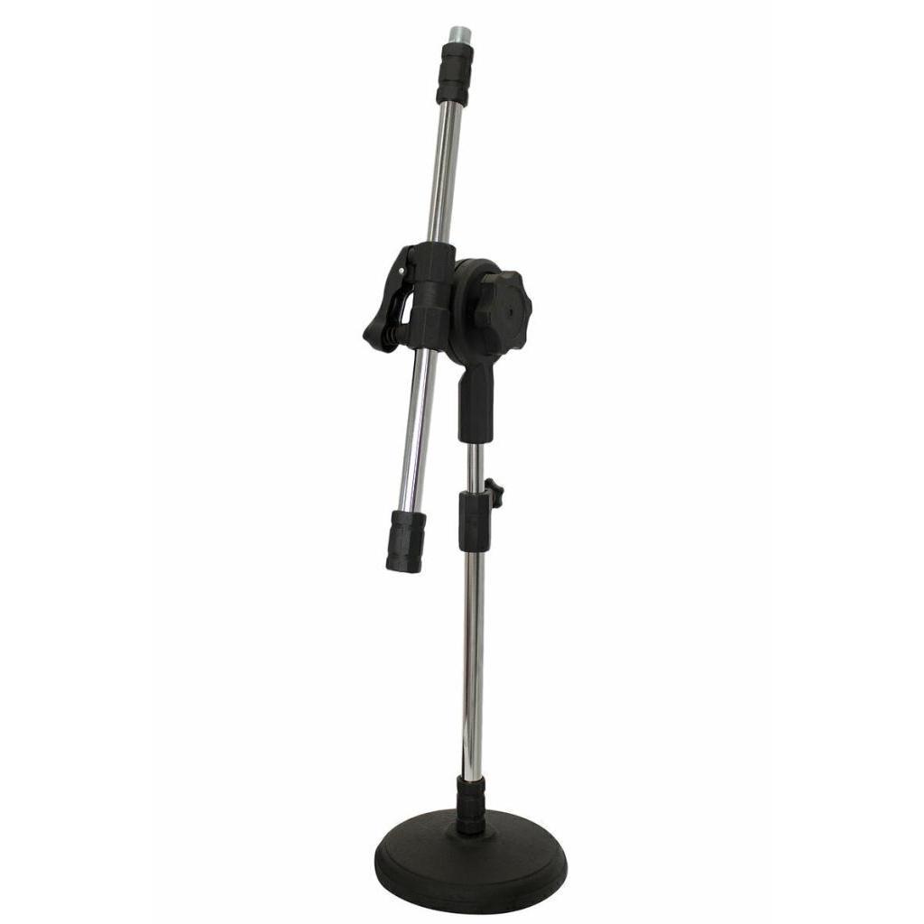 Suporte Pedestal Mesa Girafa p/ Microfone Base de Ferro Redonda Studio Rádio