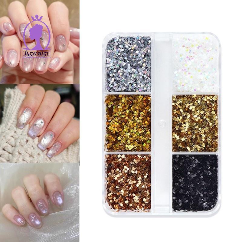 ANTH 1mm Mini Estrela Espumante Prego Glitter Pentagrama Decoração De Unhas Design De Salão De Beleza Acessórios Fofos D
