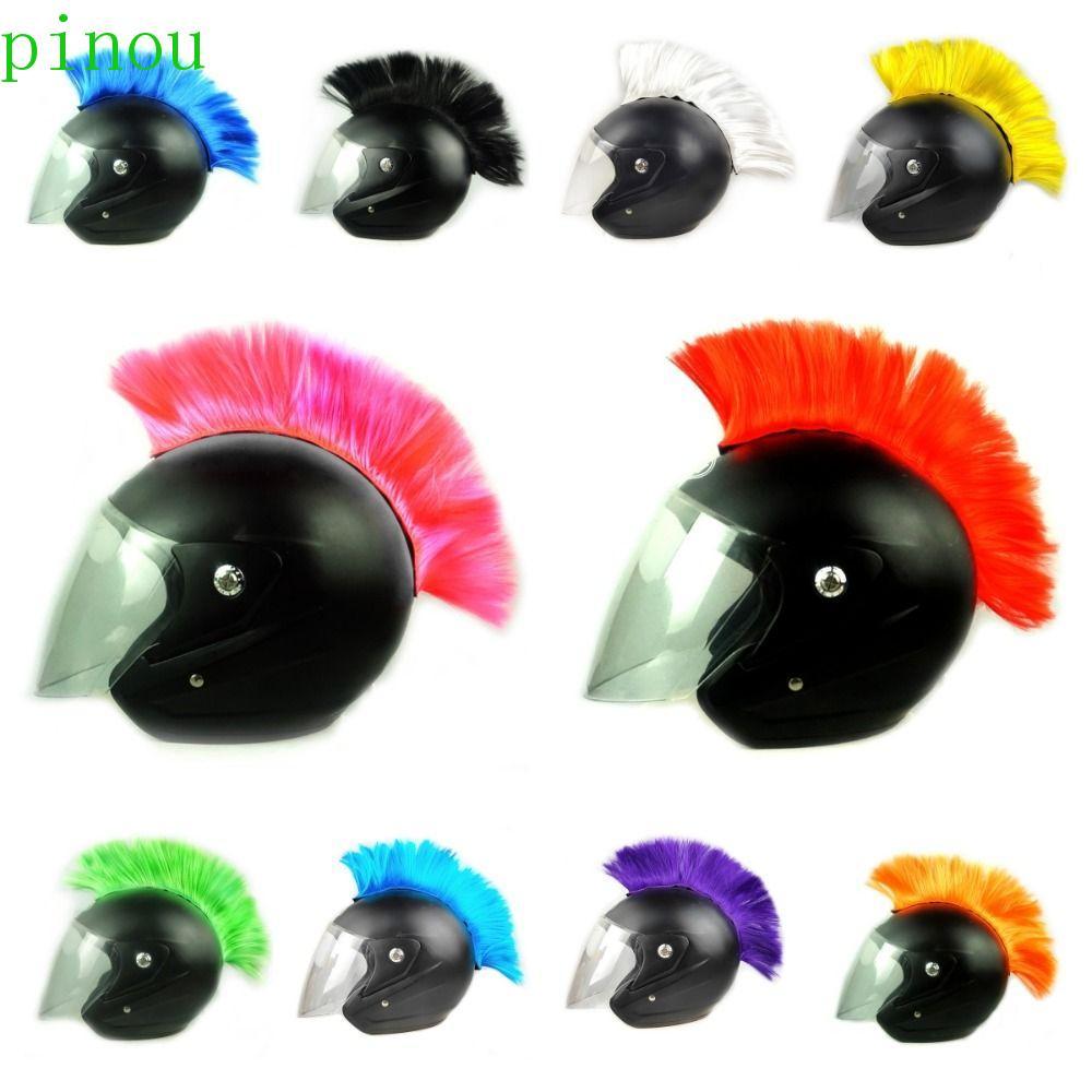 PINOU Mohawk Capacete Peruca , Adesivo Colar Colorido Cockscomb Punk Natural Decoração Cabelo