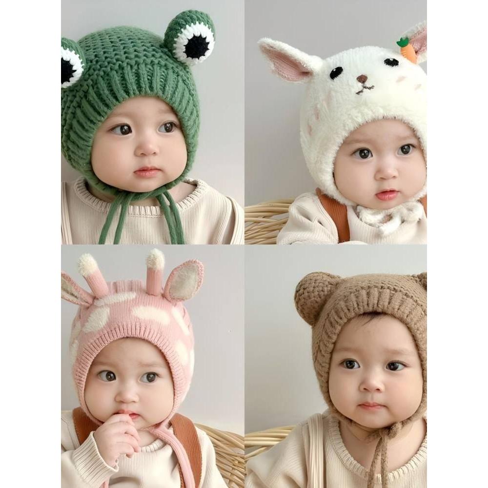 Outono inverno bebê masculino feminino bebê princesa renda 3 meses-2 anos de idade proteção de ouvido crianças malha cha