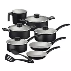 Jogo de Panela Tramontina Turim Aluminio Starflon 7 Peças Preto + 2 Utensilios