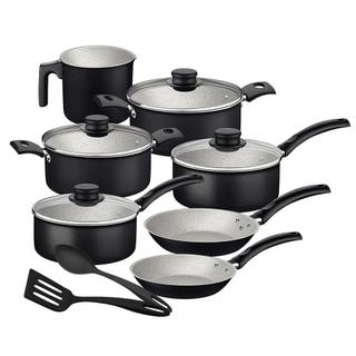 Jogo de Panela Tramontina Turim Aluminio Starflon 7 Peças Preto + 2 Utensilios