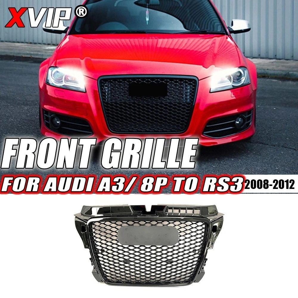 XVIP RS3 Grade Estilo Favo De Mel De Alta Qualidade ABS Guarnição Grill Apto Para Audi A3 8P 2008-2012 Quadro Preto Bril