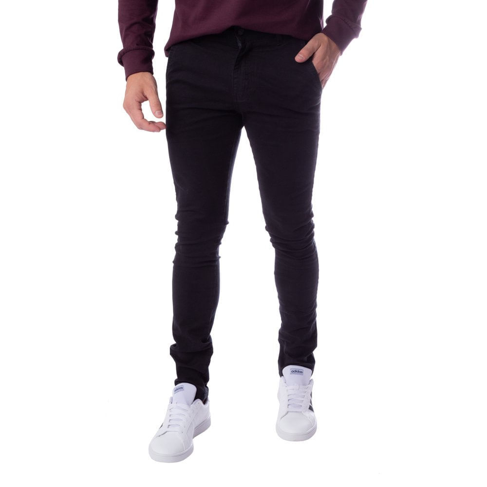 Calça Masculina de Sarja HMO Jeans Skinny Preto
