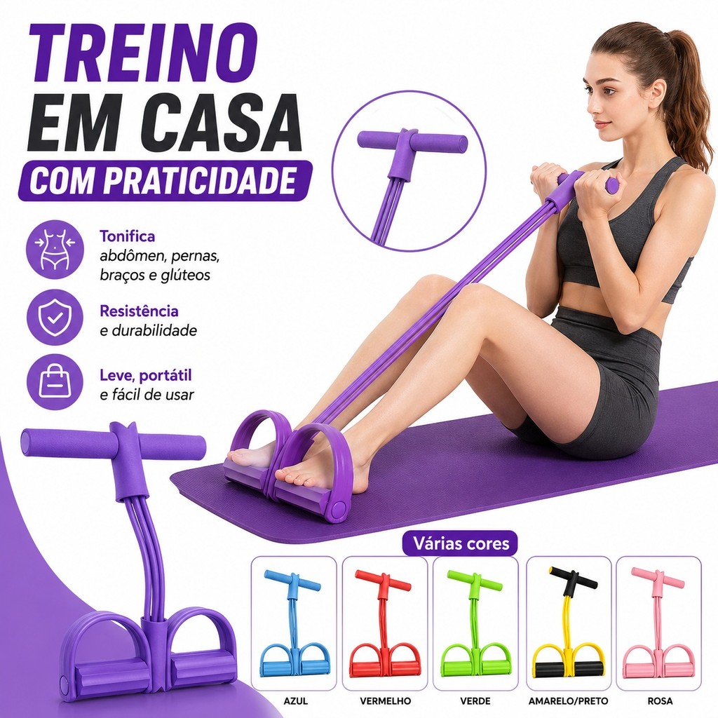 Extensor Elástico Exercícios Ginástica Forte Faixa Elástica de Resistência