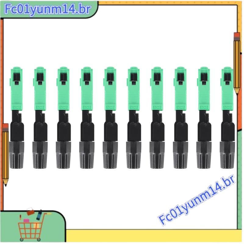 10 Peças Conector Sc/Fibra Óptica Incorporado Componente De Modo Único Rápido De-Preto + Verde