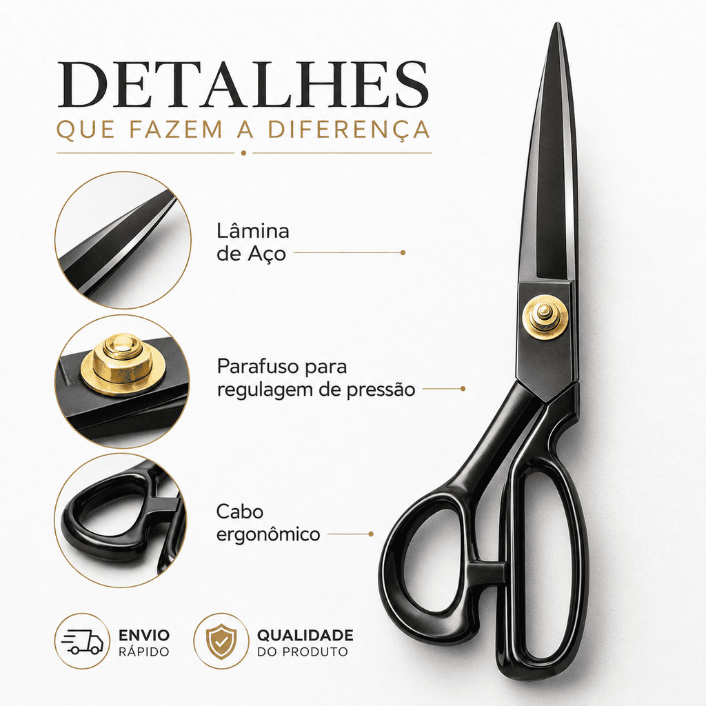 Tesoura Alfaiate Corte Costura Titanium Profissional 8 11 polegadas