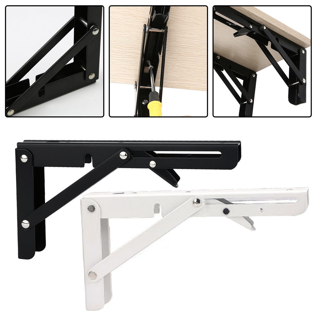 [wisdomt] 1 Pcs Suporte Dobrável De Aço Inoxidável Com Parafusos Para Prateleira Mesa Triangular Flutuante Resistente Qu