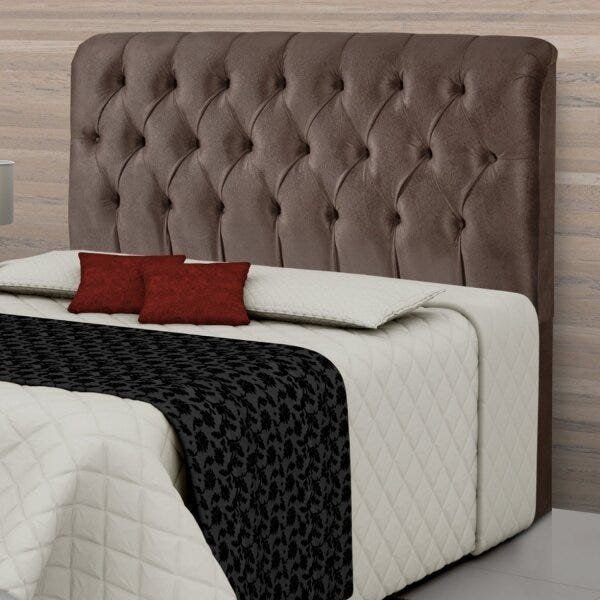 Cabeceira King Estofada 198cm Grécia Marrom Chocolate