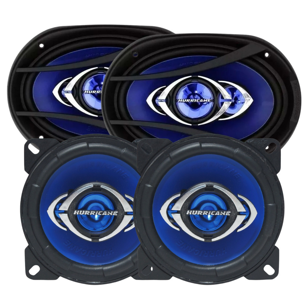 Kit Alto Falante 6x9 + 4 Polegadas Hurricane 290w Rms CM69 CM4 Quadriaxial 580w Pico 2 Pares