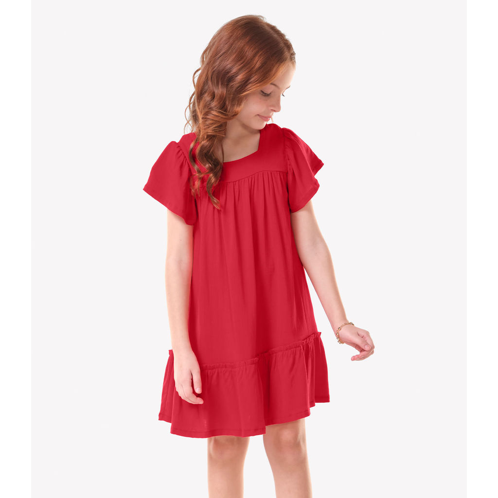 Vestido Infantil Viscose Liso Trick Nick Vermelho