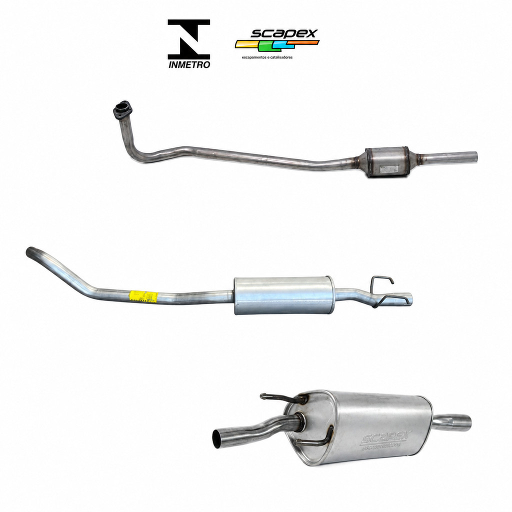 Kit Escapamento Catalisador Intermediário e Traseiro Corsa Hatch 1.0 1.4 1.6 8v 16v 1994 a 2004