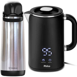 Kit Chaleira Elétrica Philco PCH18B 1,8L Digital + Garrafa Térmica Termolar Lúmina Inox 1,8L