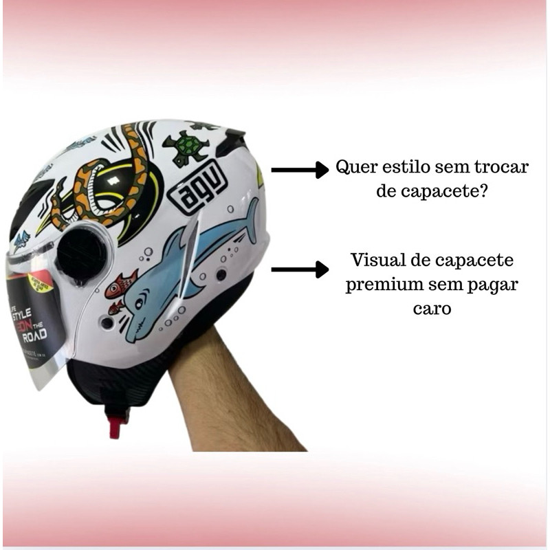Adesivo Zoológico Para Capacete AGV Blade,FW3,X-open e ASX City Air