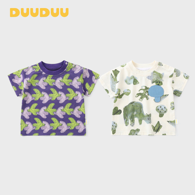 DUUUDUU legal estilo fino meninos roupas de verão 2026 novo estilo bebê topo estilo coreano crianças camiseta de manga c