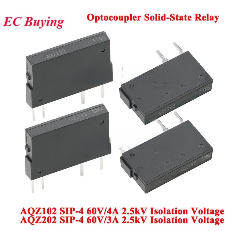 5 Pces/1pc AQZ102 AQZ202 SIP-4 Optoacoplador Relé De Estado Sólido 60V 4A/3A 2.5kV Tensão De Isolamento 1 Canal Normalme