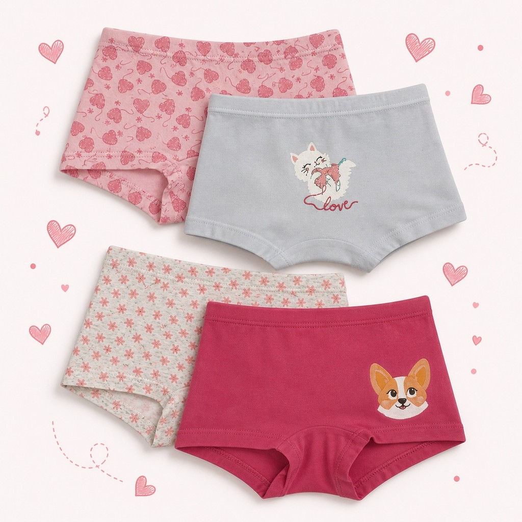 Kit com 2 Calcinha Boxer Infantil Feminina Algodão Menina Shortinho Confortável