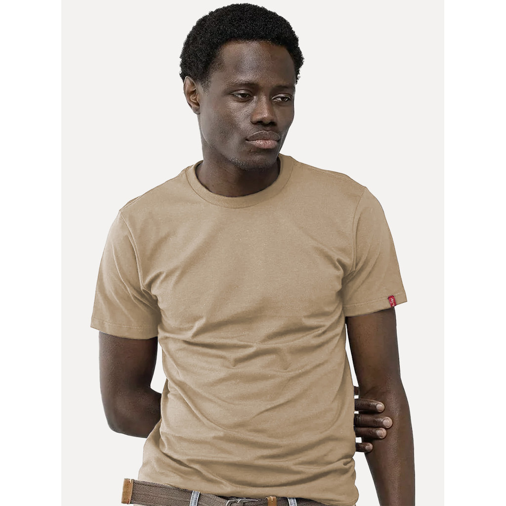 Camiseta Levis Masculina Slim Tag Sleeve Lisa Original Cáqui Médio