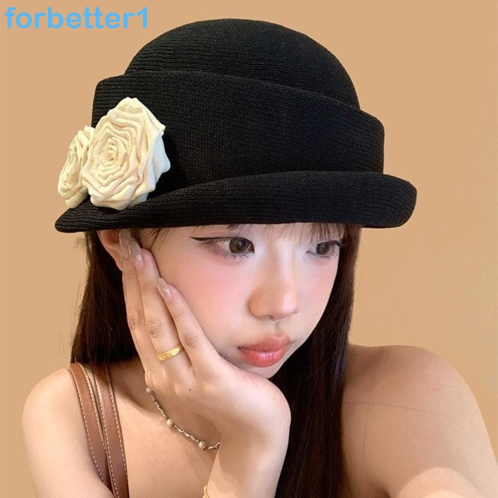 Chapéu-Coco Floral FORBETTER , Boné De Flor De Camélia Hepburn Estilo Francês , Formal Feminino Britânico Elegante