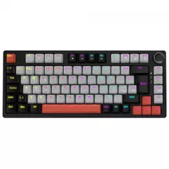 Teclado Mecânico Gamer PCYes Arkeum Black Vulcan, Rainbow, Switch Red, 75%, ABNT2, Preto, Cinza e Laranja, AKBV75RBR