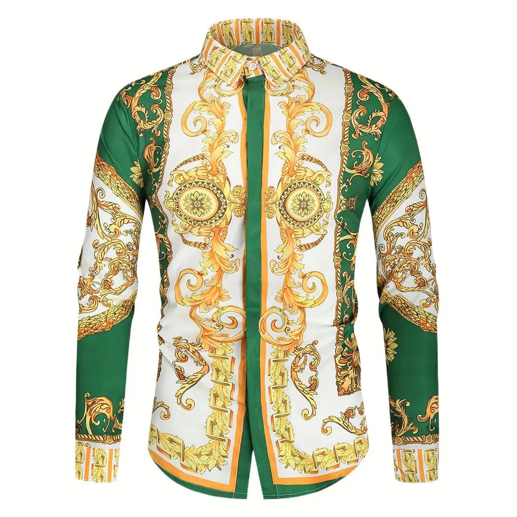 Nova Camisa Masculina Arte Abstrata Impressão 3D Moda Casual De Manga Longa Traje Estilo Étnico Alta Qualidade CUPO