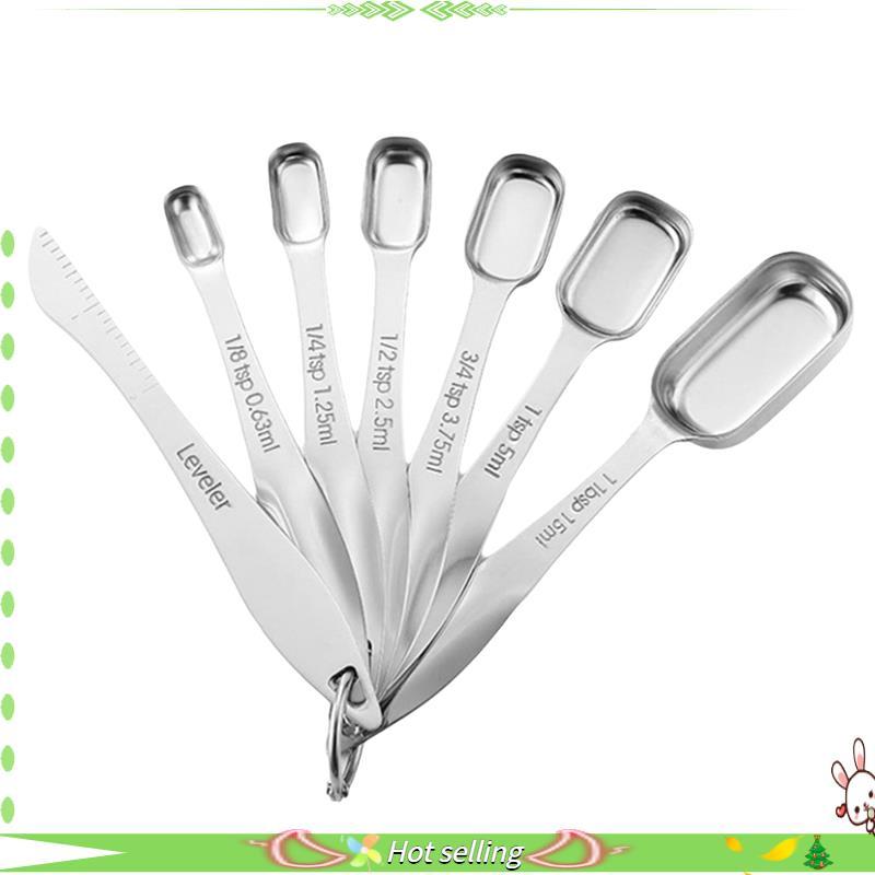[Qualidade C] Conjunto De Colher Medidora De Tempero Com Escala De Aço Inoxidável Especiarias Utensílios De Cozinha