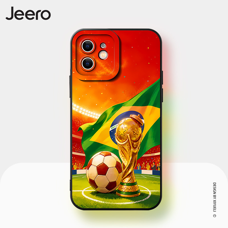 Jeero Capa iPhone Futebol Brasil Copa Troféu 17 16 15 14 13 12 11 Pro Max X XS XR 7 8 Plus FT0004
