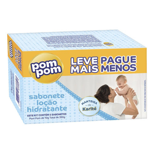 Sabonete Hidratante Pom Pom 70g - Kit Econômico com 5