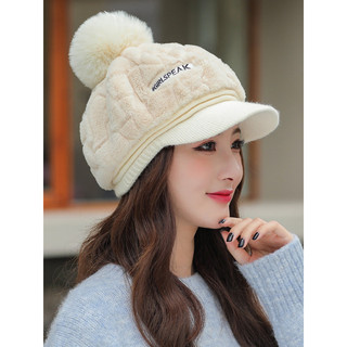 Chapéu de lã feminino 2025 novo estilo outono inverno chapéu de malha engrossado quente proteção de ouvido boné de beise