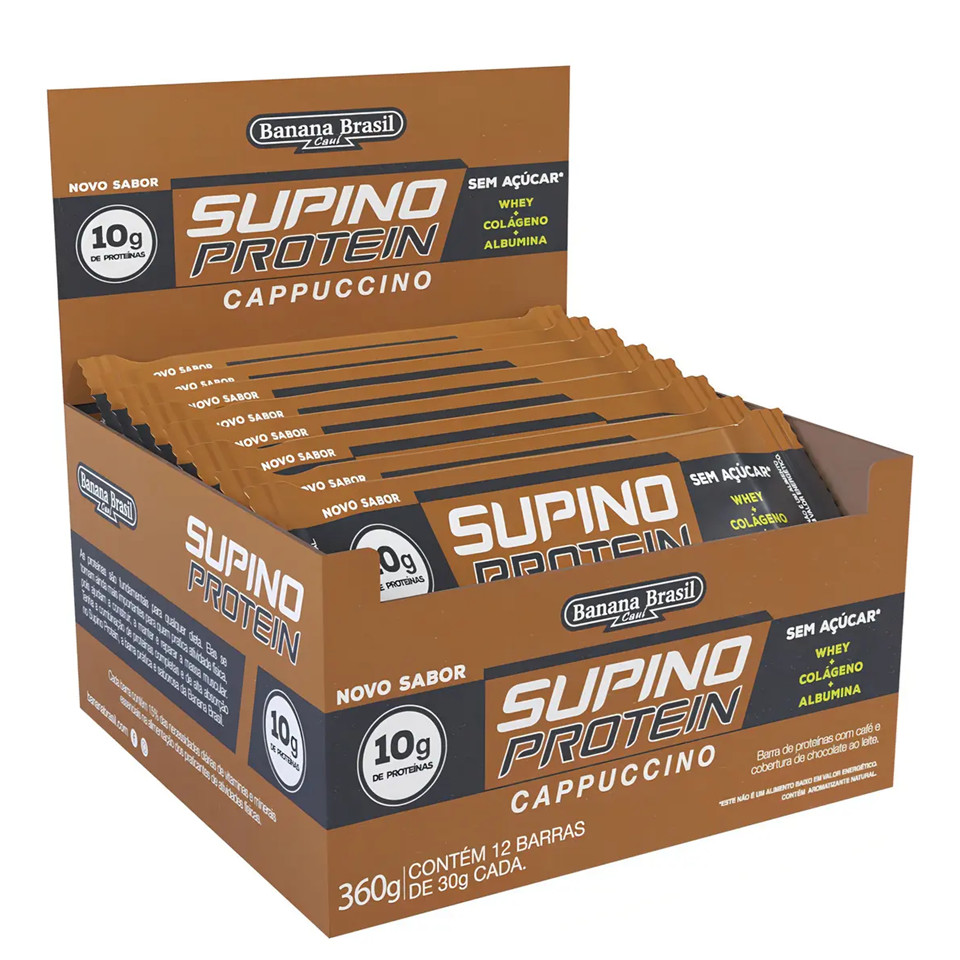 Supino Protein Sabor Capuccino Display Com 12 Barras De 30g