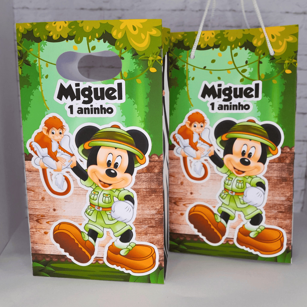 PEGUE E MONTE - SACOLINHA PERSONALIZADA MICKEY SAFARI, MIMO PARA FESTA, LEMBRANCINHA DE ANIVERSÁRIO, PERSONALIZADO