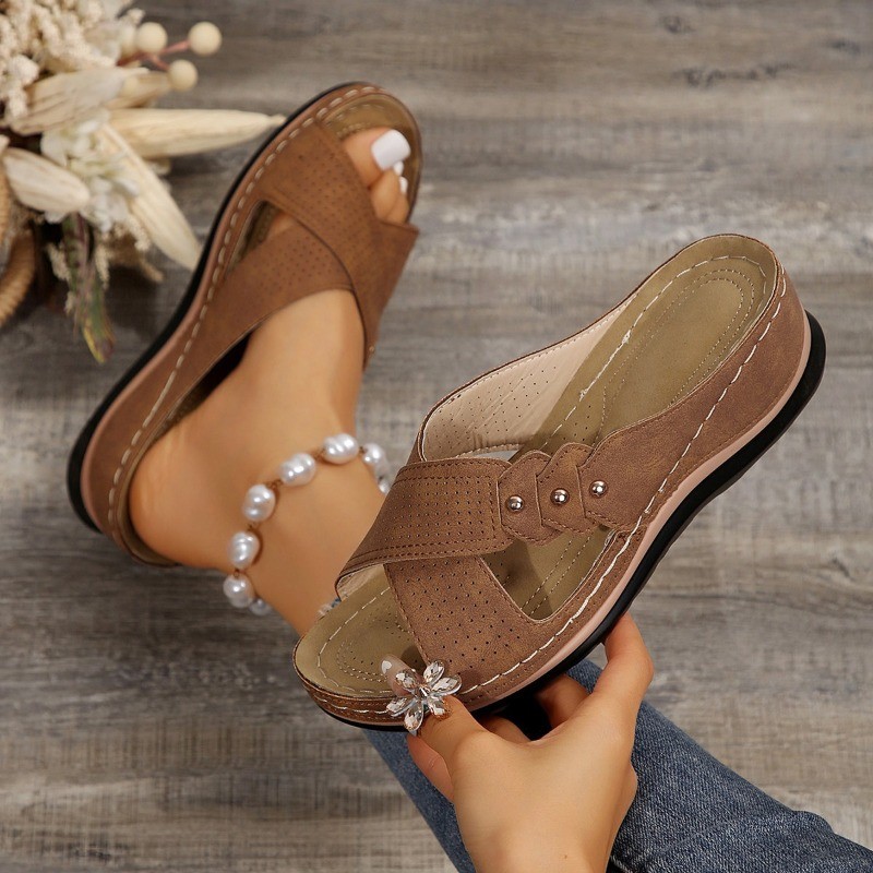 2025 Sapatos Sandálias Femininas Verão De Dedo Do Pé Aberto Mulher Casual Plus Size Senhoras Deslizamento Em Calçados Fe