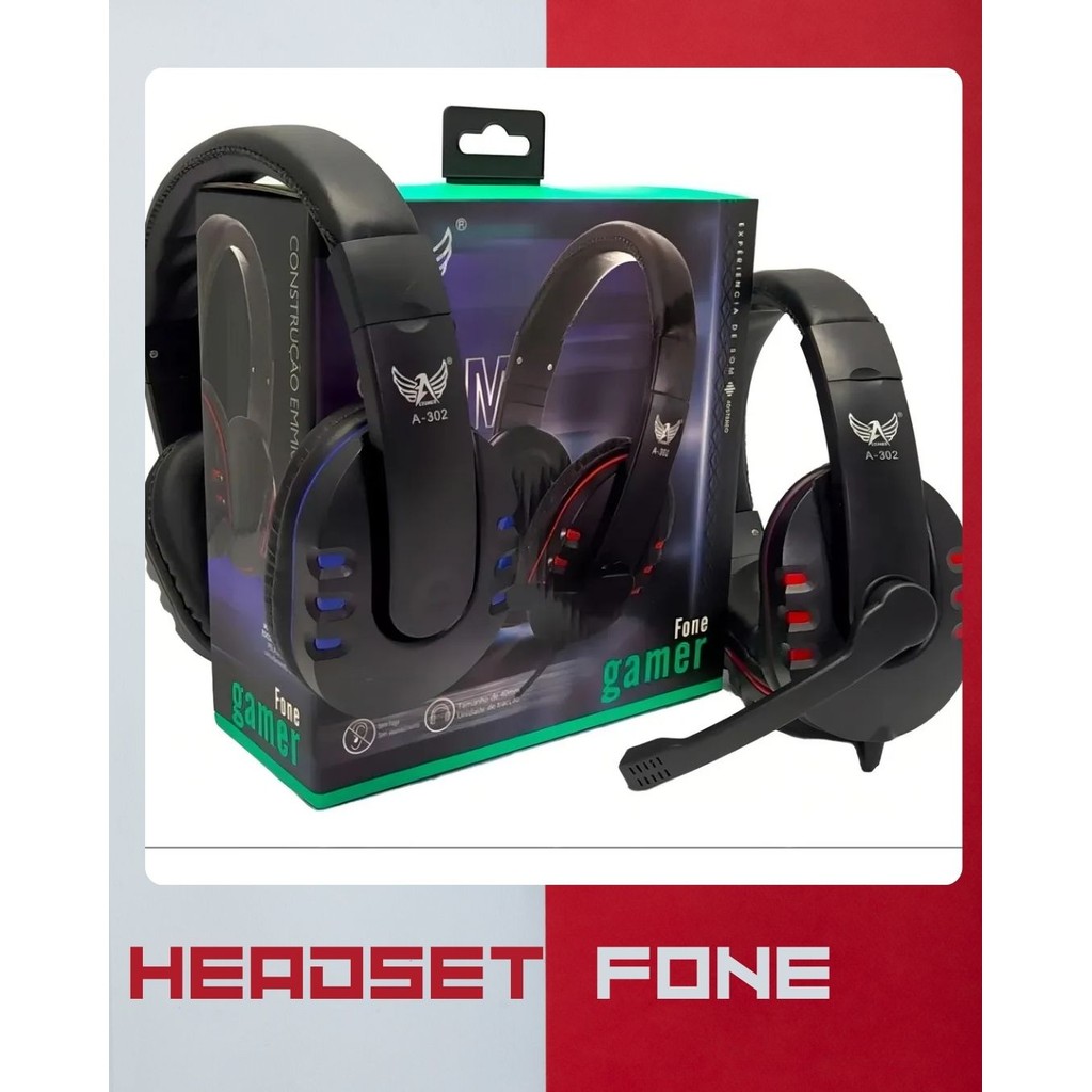 Headset Fone Gamer Led RGB com microfone USB e P2 Para PC Computador Celular Headphone Videogame