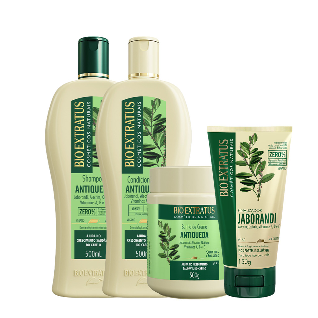 Kit Bio Extratus Jaborandi Shampoo e Cond 500 ml + Banho de creme 500 g + Finalizador 150g