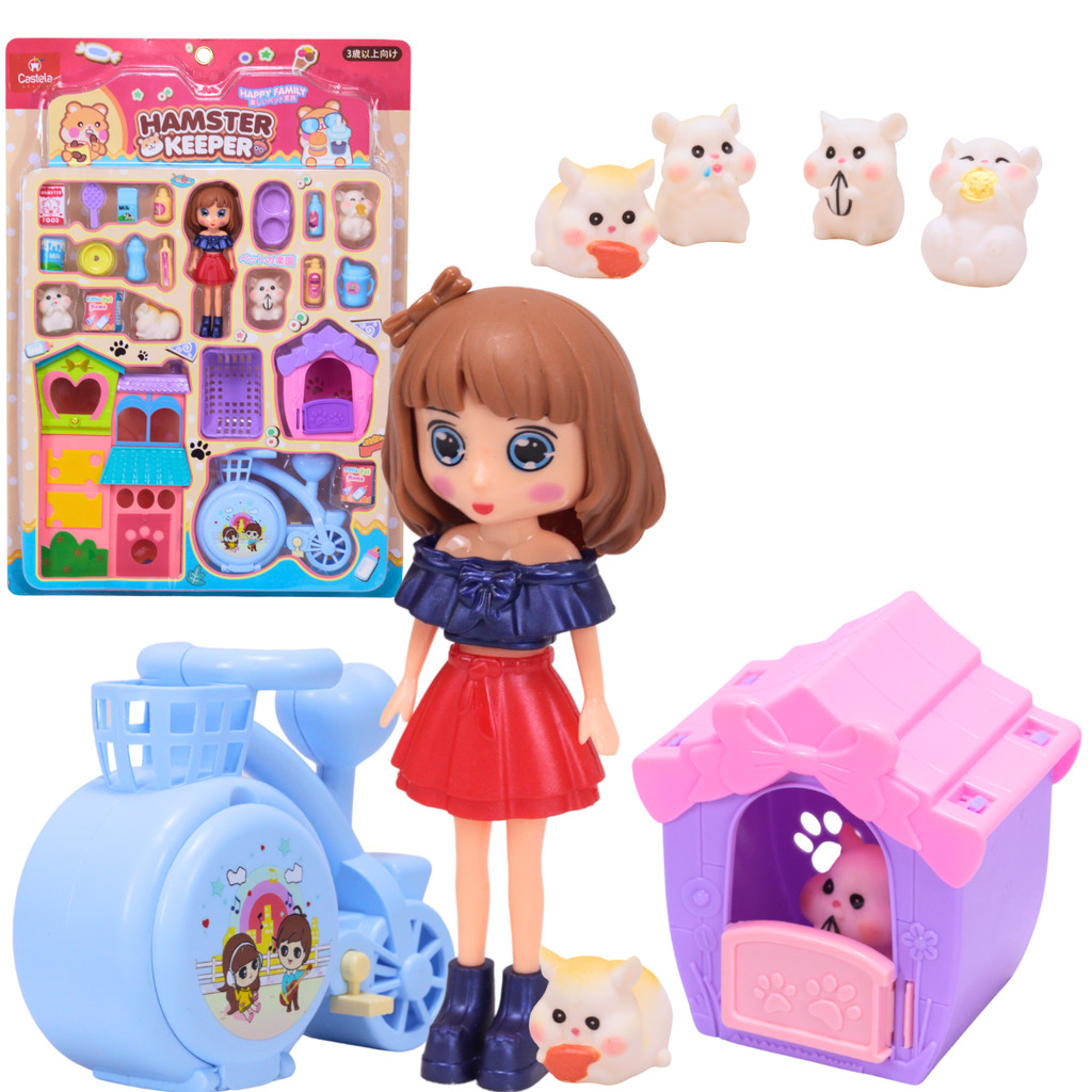 Boneca com loja Pet Shop de Hamster c/ Acessórios Azul Castela em Oferta na Shopee